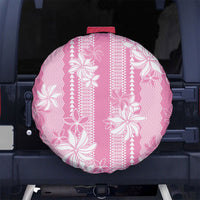 Hawaii Kakau Tribal Spare Tire Cover With Pink Tiare
