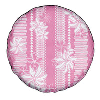 Hawaii Kakau Tribal Spare Tire Cover With Pink Tiare