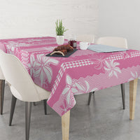 Hawaii Kakau Tribal Tablecloth With Pink Tiare