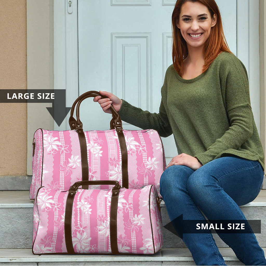 Hawaii Kakau Tribal Travel Bag With Pink Tiare LT05 - Polynesian Pride