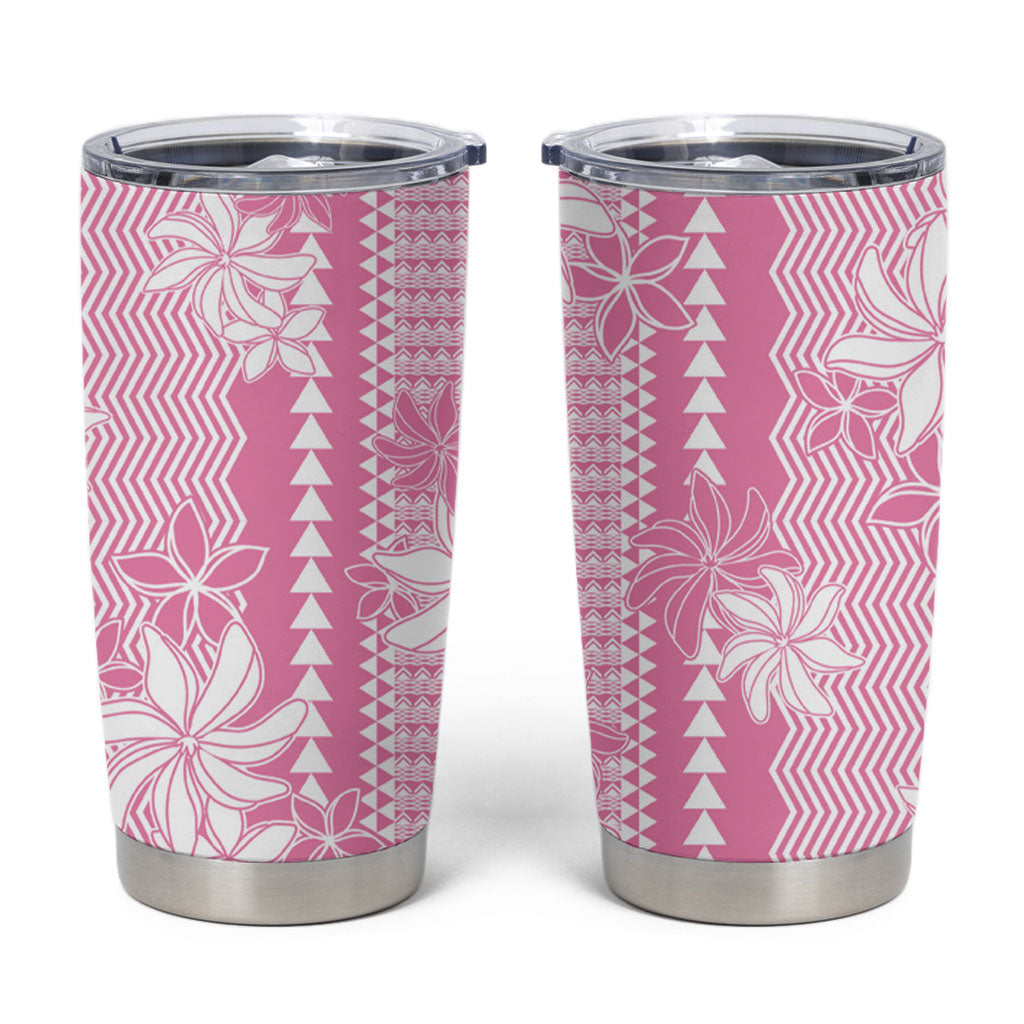 Hawaii Kakau Tribal Tumbler Cup With Pink Tiare LT05 Pink - Polynesian Pride