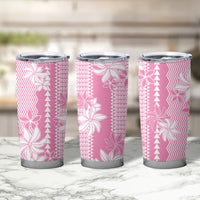 Hawaii Kakau Tribal Tumbler Cup With Pink Tiare LT05 - Polynesian Pride