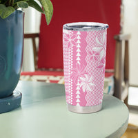 Hawaii Kakau Tribal Tumbler Cup With Pink Tiare LT05 - Polynesian Pride