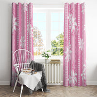 Hawaii Kakau Tribal Window Curtain With Pink Tiare