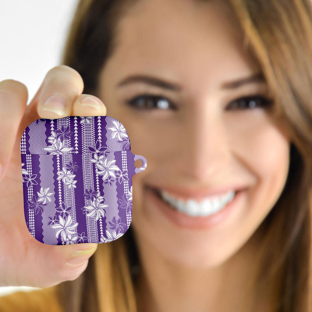 Hawaii Kakau Tribal AirPods Case With Purple Tiare