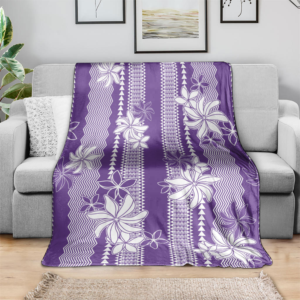 Hawaii Kakau Tribal Blanket With Purple Tiare