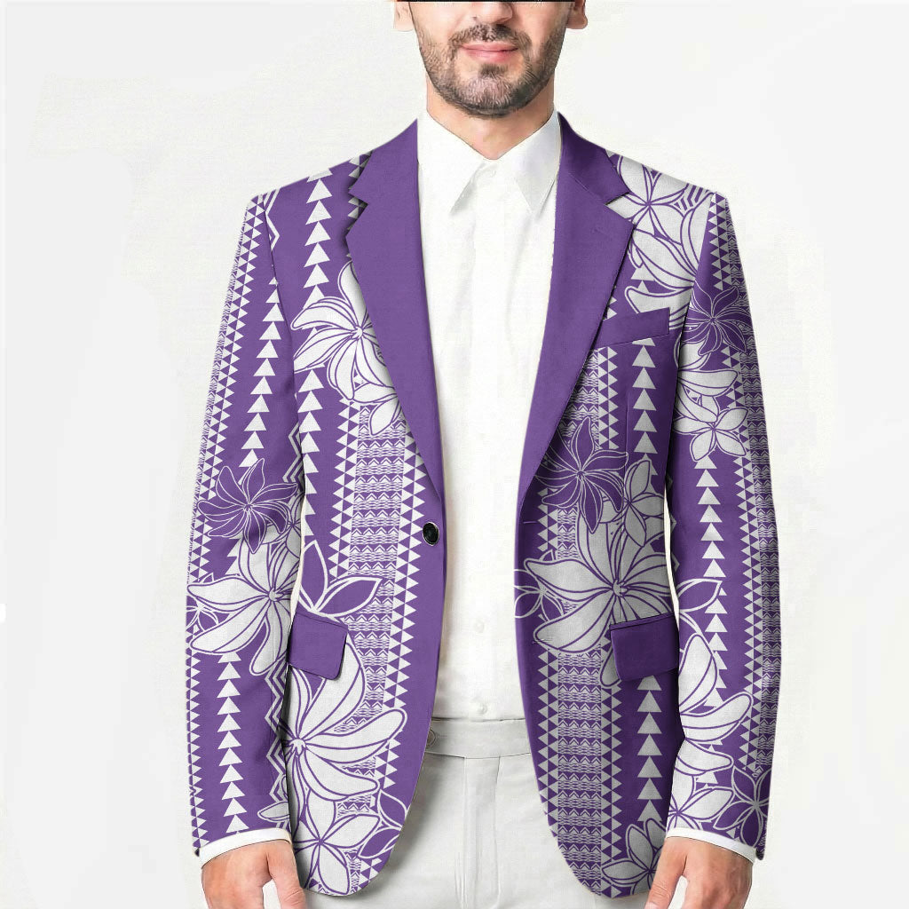 Hawaii Kakau Tribal Blazer With Purple Tiare
