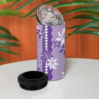 Hawaii Kakau Tribal 4 in 1 Can Cooler Tumbler With Purple Tiare
