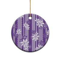 Hawaii Kakau Tribal Ceramic Ornament With Purple Tiare