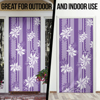 Hawaii Kakau Tribal Door Cover With Purple Tiare