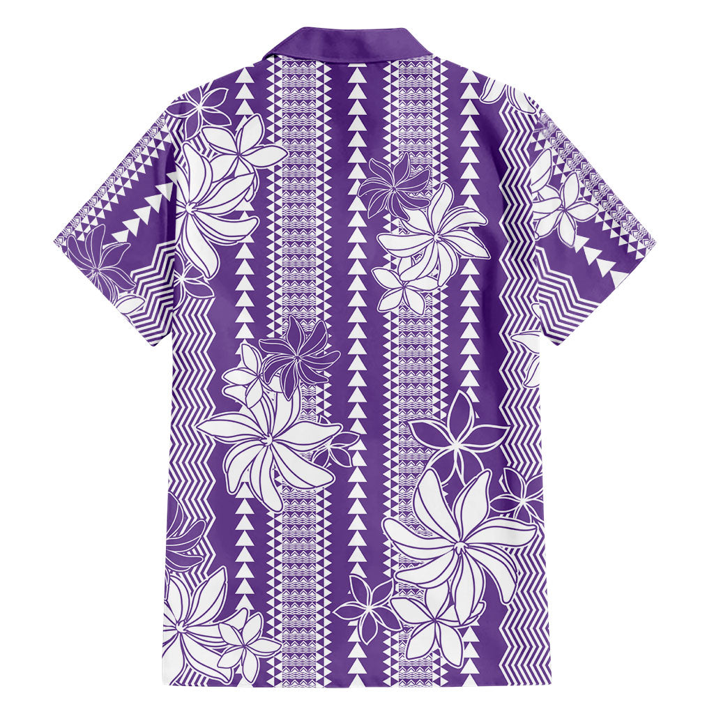 Hawaii Kakau Tribal Family Matching Off Shoulder Maxi Dress and Hawaiian Shirt With Purple Tiare LT05 - Polynesian Pride
