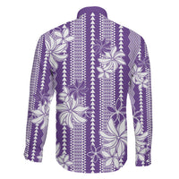 Hawaii Kakau Tribal Family Matching Off Shoulder Short Dress and Hawaiian Shirt With Purple Tiare LT05 - Polynesian Pride