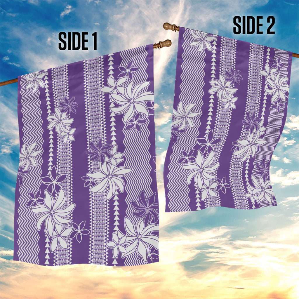 Hawaii Kakau Tribal Garden Flag With Purple Tiare