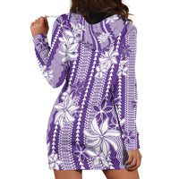 Hawaii Kakau Tribal Hoodie Dress With Purple Tiare LT05 - Polynesian Pride