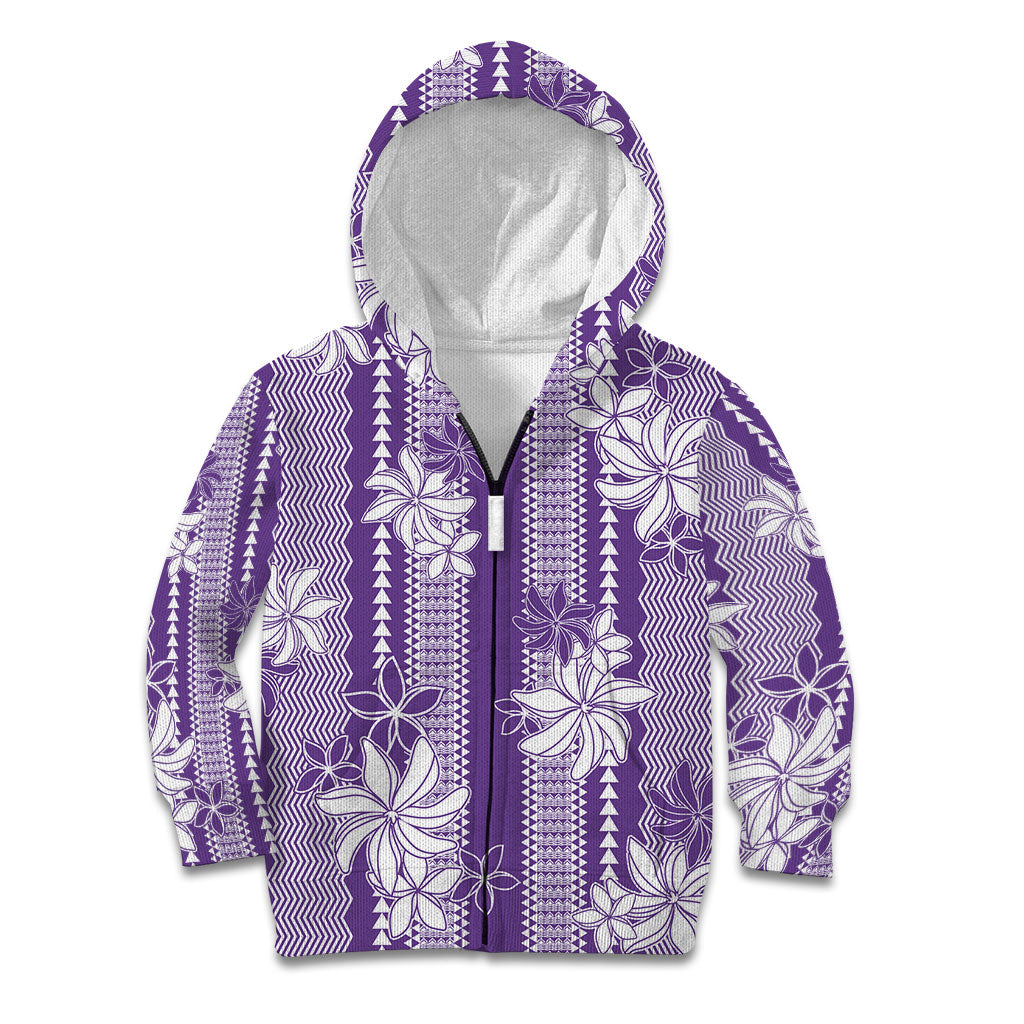 Hawaii Kakau Tribal Kid Hoodie With Purple Tiare