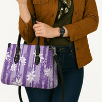 Hawaii Kakau Tribal Leather Bag With Purple Tiare LT05 - Polynesian Pride