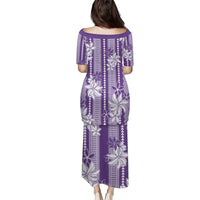 Hawaii Kakau Tribal Puletasi With Purple Tiare