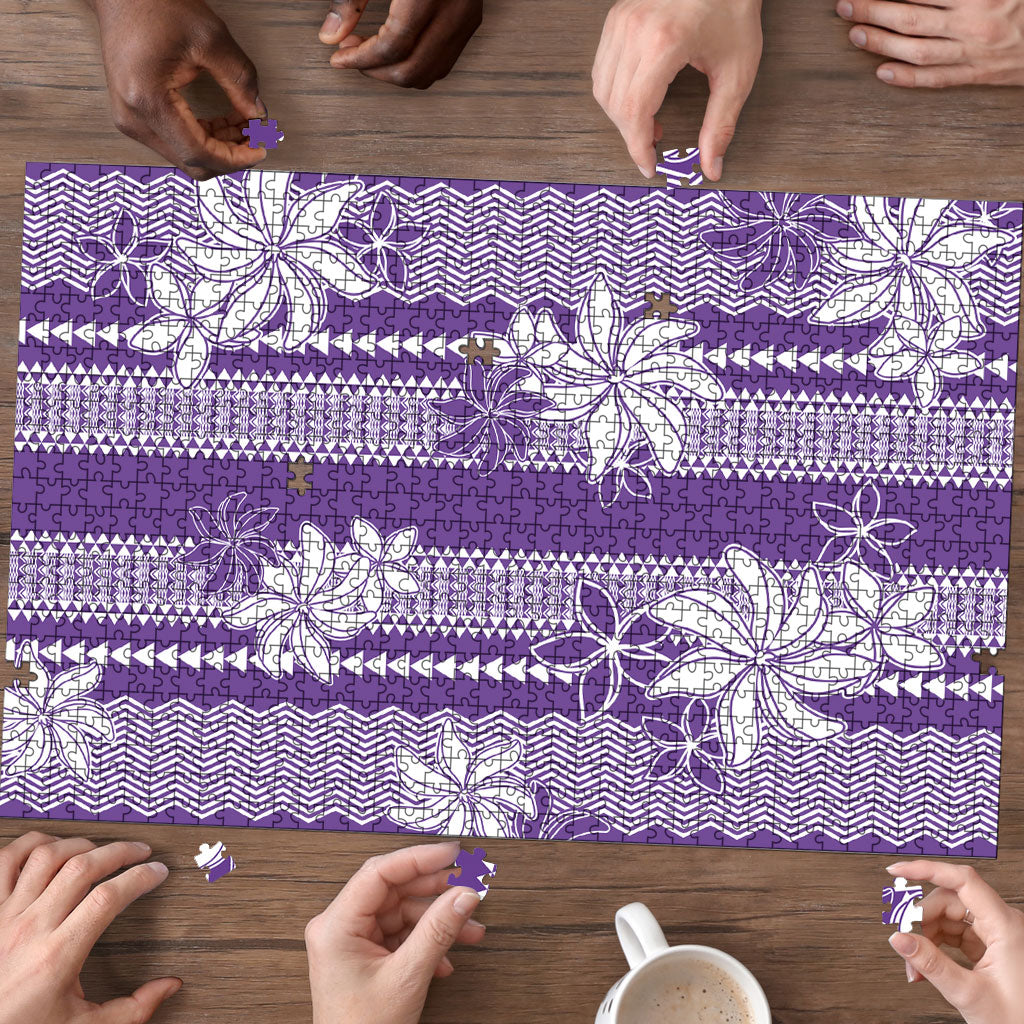 Hawaii Kakau Tribal Puzzle With Purple Tiare