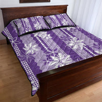 Hawaii Kakau Tribal Quilt Bed Set With Purple Tiare