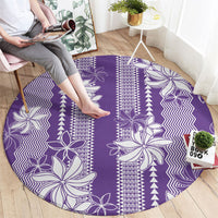 Hawaii Kakau Tribal Round Carpet With Purple Tiare