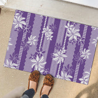 Hawaii Kakau Tribal Rubber Doormat With Purple Tiare