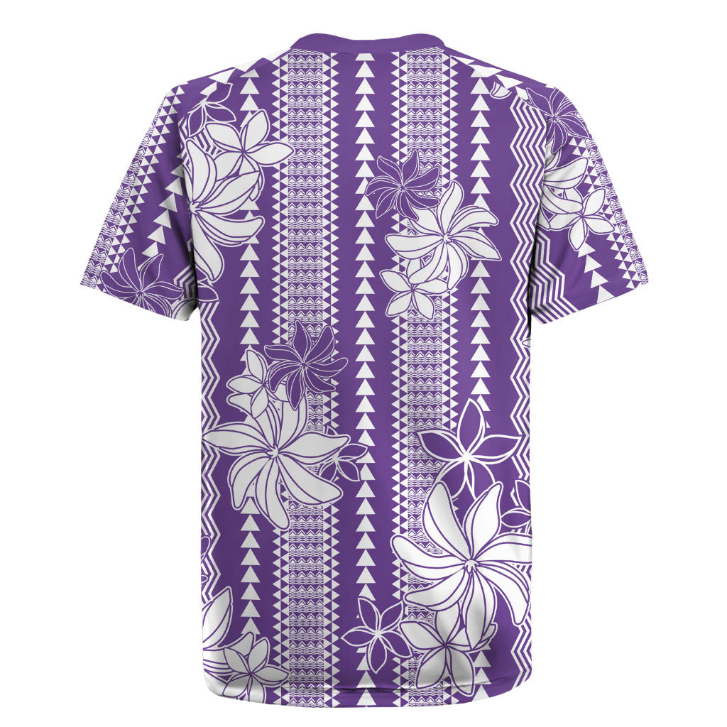 Hawaii Kakau Tribal Rugby Jersey With Purple Tiare