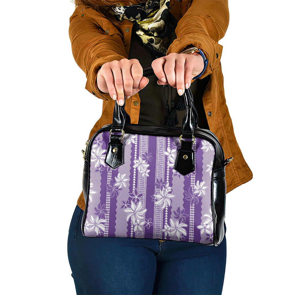 Hawaii Kakau Tribal Shoulder Handbag With Purple Tiare