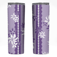 Hawaii Kakau Tribal Skinny Tumbler With Purple Tiare LT05 Purple - Polynesian Pride