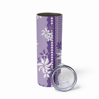 Hawaii Kakau Tribal Skinny Tumbler With Purple Tiare LT05 - Polynesian Pride