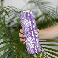 Hawaii Kakau Tribal Skinny Tumbler With Purple Tiare LT05 - Polynesian Pride