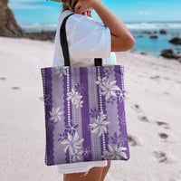 Hawaii Kakau Tribal Tote Bag With Purple Tiare