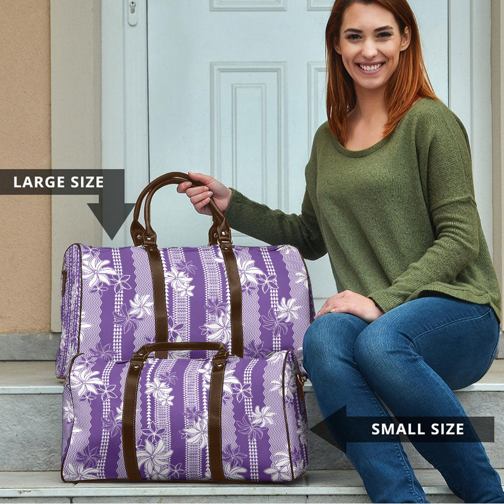Hawaii Kakau Tribal Travel Bag With Purple Tiare LT05 - Polynesian Pride