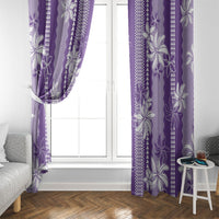 Hawaii Kakau Tribal Window Curtain With Purple Tiare