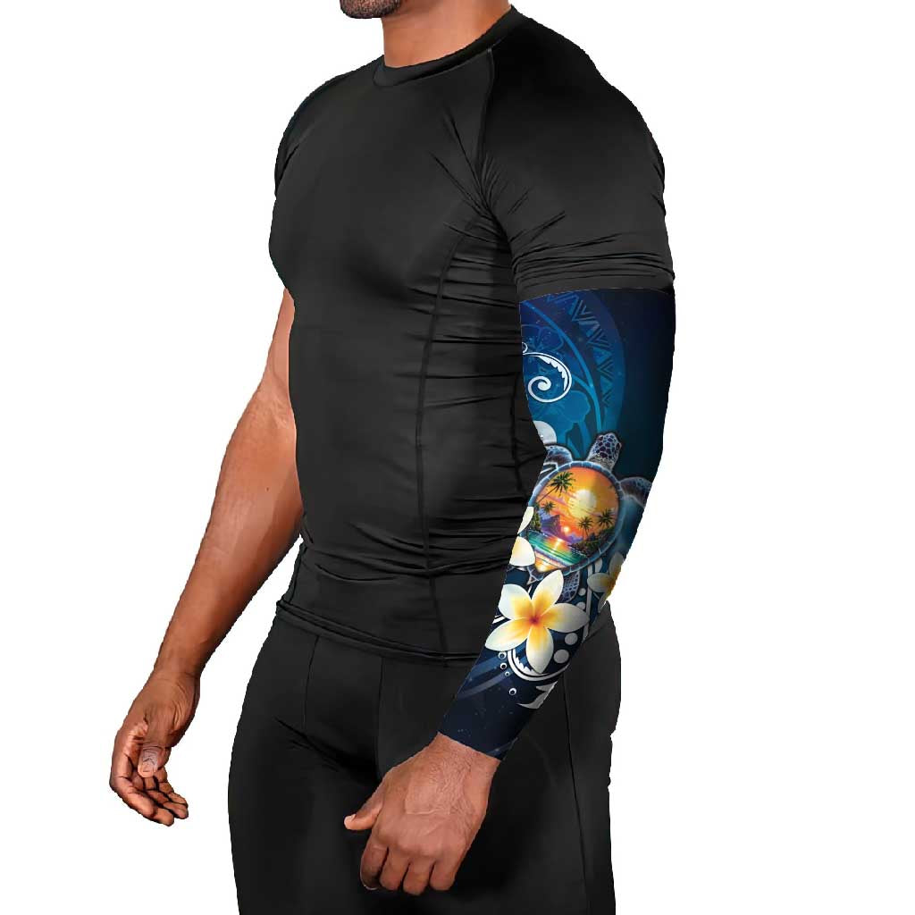 Hawaii Honu Arm Sleeves Polynesian Curves Plumeria - Polynesian Pride