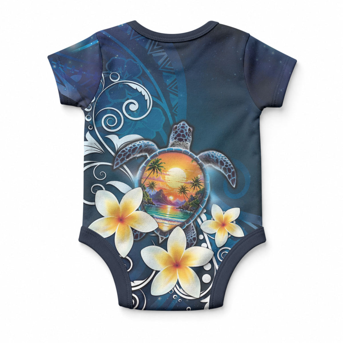 Hawaii Honu Baby Onesie Polynesian Curves Plumeria
