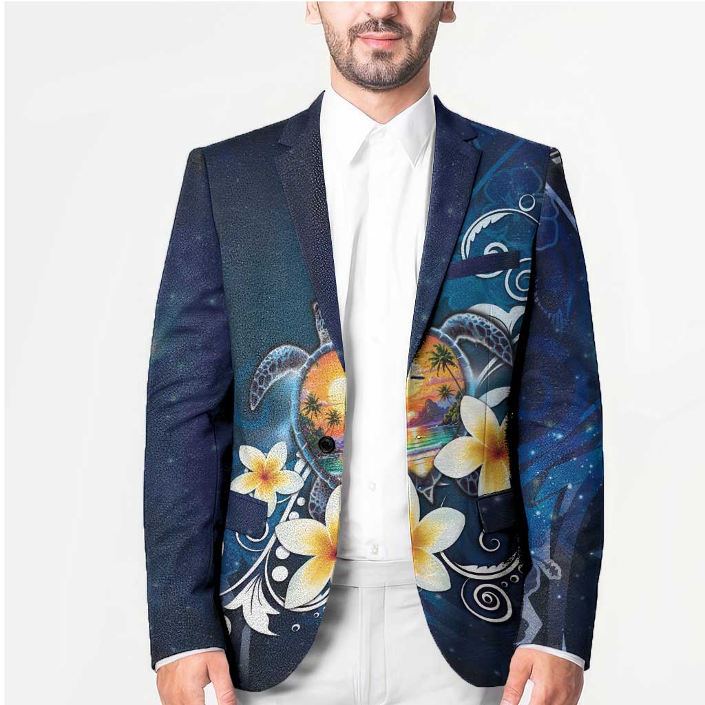 Hawaii Honu Blazer Polynesian Curves Plumeria - Polynesian Pride