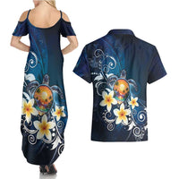 Hawaii Honu Couples Matching Summer Maxi Dress and Hawaiian Shirt Polynesian Curves Plumeria LT05 - Polynesian Pride