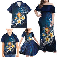 Hawaii Honu Family Matching Off Shoulder Maxi Dress and Hawaiian Shirt Polynesian Curves Plumeria LT05 - Polynesian Pride