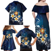 Hawaii Honu Family Matching Off Shoulder Maxi Dress and Hawaiian Shirt Polynesian Curves Plumeria LT05 - Polynesian Pride