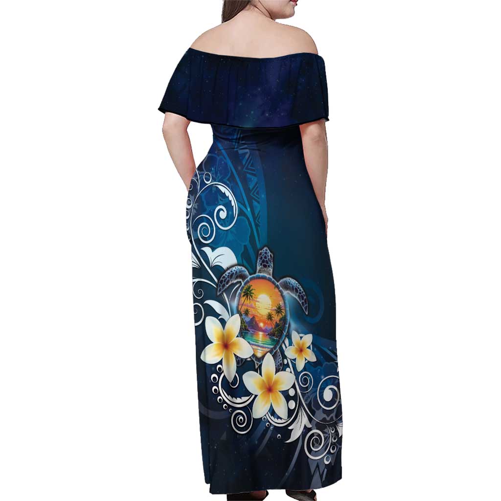 Hawaii Honu Family Matching Off Shoulder Maxi Dress and Hawaiian Shirt Polynesian Curves Plumeria LT05 - Polynesian Pride