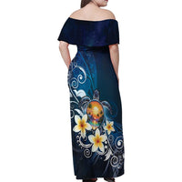 Hawaii Honu Family Matching Off Shoulder Maxi Dress and Hawaiian Shirt Polynesian Curves Plumeria LT05 - Polynesian Pride