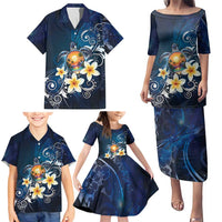 Hawaii Honu Family Matching Puletasi and Hawaiian Shirt Polynesian Curves Plumeria LT05 - Polynesian Pride