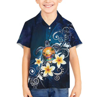 Hawaii Honu Family Matching Short Sleeve Bodycon Dress and Hawaiian Shirt Polynesian Curves Plumeria LT05 Son's Shirt Navy - Polynesian Pride