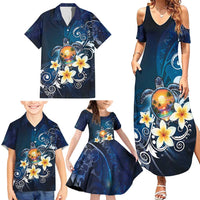 Hawaii Honu Family Matching Summer Maxi Dress and Hawaiian Shirt Polynesian Curves Plumeria LT05 - Polynesian Pride