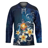 Hawaii Honu Hockey Jersey Polynesian Curves Plumeria - Polynesian Pride