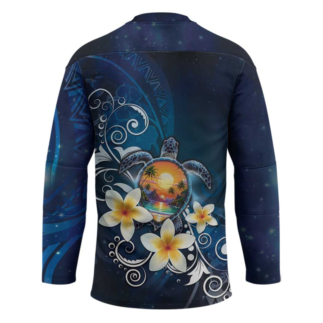 Hawaii Honu Hockey Jersey Polynesian Curves Plumeria - Polynesian Pride