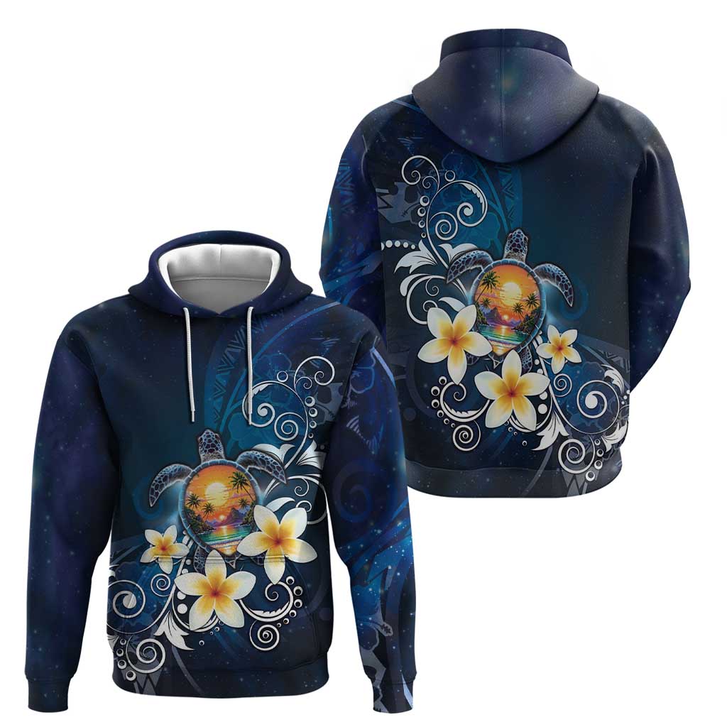 Hawaii Honu Hoodie Polynesian Curves Plumeria LT05 - Polynesian Pride