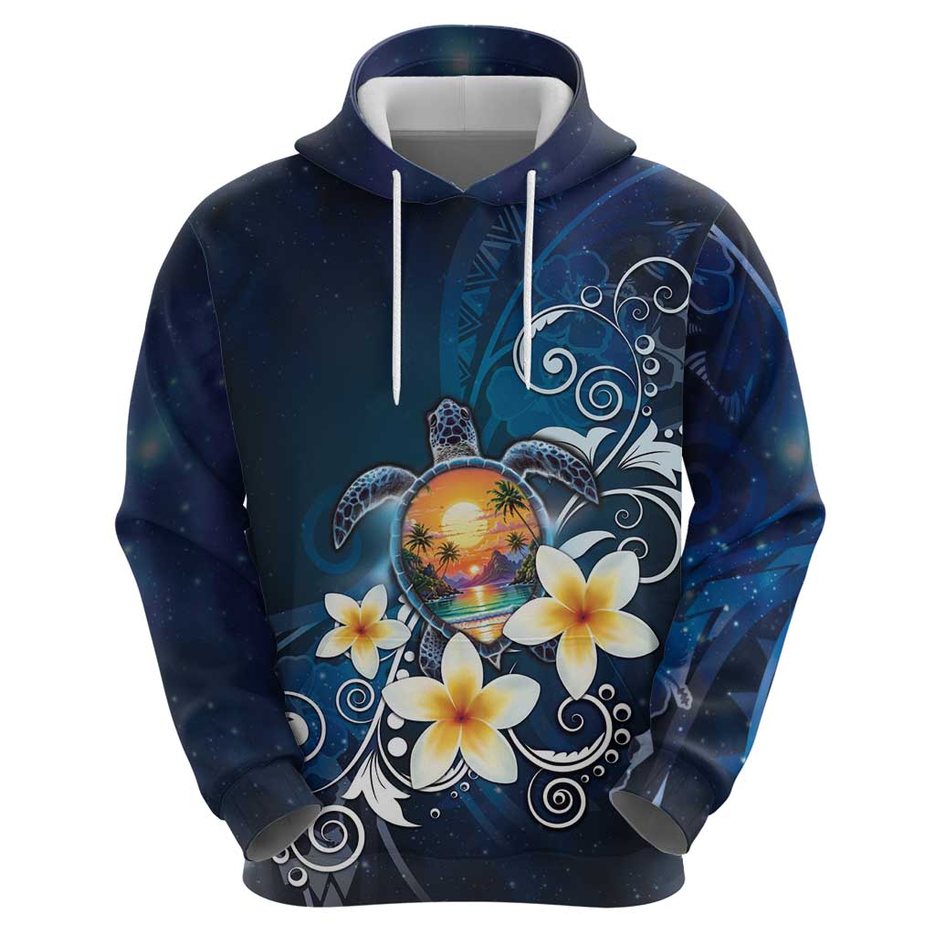 Hawaii Honu Hoodie Polynesian Curves Plumeria LT05 - Polynesian Pride