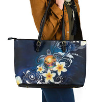Hawaii Honu Leather Tote Bag Polynesian Curves Plumeria LT05 - Polynesian Pride