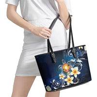 Hawaii Honu Leather Tote Bag Polynesian Curves Plumeria LT05 - Polynesian Pride